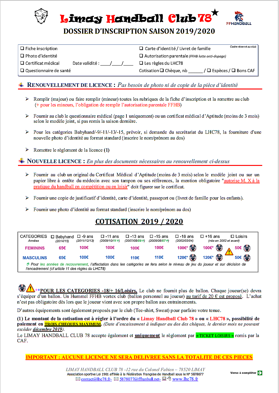 Dossier dinscription 2019 2020