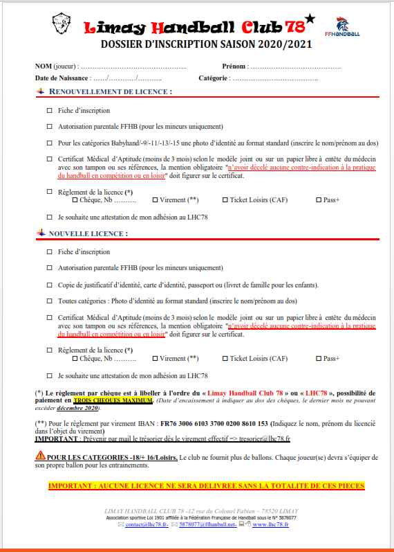 Dossier dinscription 2020.2021